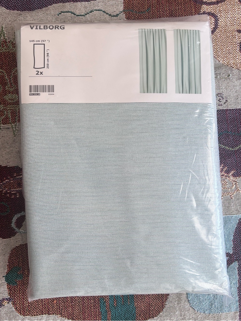 IKEA VILBORG Room-Darkening Curtains slate blue 2 Panel Pack